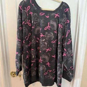 Torrid Breast Cancer Awareness Black and Gray Rose Women's Sweater